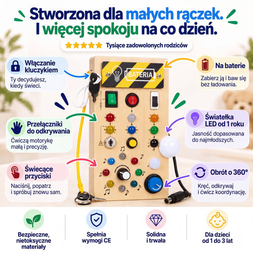 Nolinu Tablica manipulacyjna: tablica Montessori ze światełkami